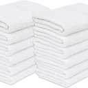 GOLD TEXTILES 12 White Economy Bath Towels Bulk (24x48 Inch) Cotton Blend for Softness-Commercial Grade Easy Care