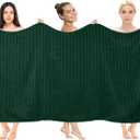 DAN RIVER Pack of 2 Bath Sheet 35x70 Inches, Ribbed Oversized Bath Towels Extra Large, Organic Cotton Towels for Bathroom - Hunter Green