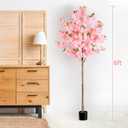 OUSHENG Artificial Cherry Blossom Tree, Fake Plants Indoor Decor, Faux Pink Sakura Flowers for Living Room Home House Entryway Bedroom Office Inside Decorations, 6FT