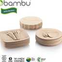 Bambu Pack of 25-9 Inch Disposable Bamboo Plates Fancy, Biodegradable Eco Friendly Products, Bamboo Disposable Plates for Party, Weddings, and Events, Great For Any Occasion, Compostable Plates