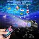 HAKUTA Christmas Projector Lights,HD Wave Ocean Effect LED Projector with 16pc Slides Patterns and Remote Control for Christmas, New Year, Birthday, Halloween, Thanksgiving Decor
