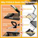 Pugala 5-in-1 Large Chicken Poop Scooper & Rake 24" to 68" Long Adjustable Stainless Steel Handle, 10" Wide Metal Sifting Shovel Head Heavy Duty Chicken Coop Cleaning Tool for Litter & Sand,Black