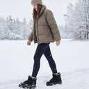 FINIWOR Snow Boots for Women Waterproof, Warm Fur Lined Mini Womens Boots Winter, Fall Ankle Boots Platform Non-slip (Brown)