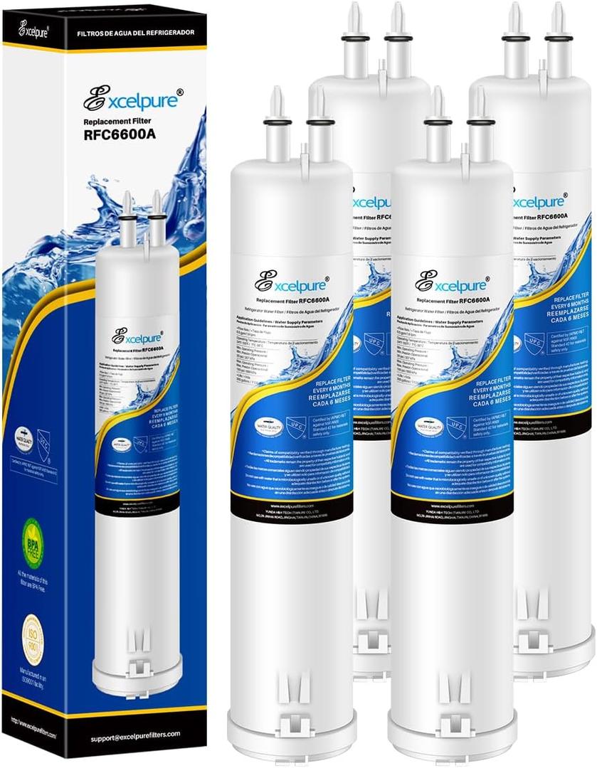 EXCELPURE RFC6600A Refrigerator Water Filter Replacement for EDR3RXD1, Everydrop Filter 3, 4396841, 4396710, Kenmore 46-9083,46-9030, 9030, 9083, KAD3RXD1, WHR3RXD1, 4PACK