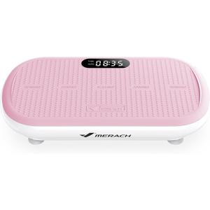 MERACH Vibration Plate Exercise Machine, Vibration Plate 440 Lbs Capacity, Bluetooth and Silicone Pedal, Stimulate Deep Fat, Vibration Plate for Lymphatic Drainage, Vibrating for Weight Loss (Pink)