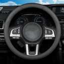 Steering Wheel Cover for Subaru Crosstrek Outback Forester Ascent Impreza WRX Legacy BRZ Tribeca Sport Hybrid Touring Limited LX Car Interior Accessories, 2025 Black Leather 14.5-15 inch