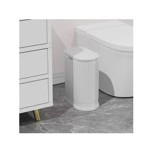 KSSKSS 1.8 Gallons Small White Bathroom Trash Can with Lid, Slim Bathroom Garbage Bin, Removable Liner Bucket, Dog Proof Trash Can with PopUp Lid for Bedroom,Toilet