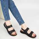 Women Flat Sandals Dreesy: Comfortable Summer Sandals for Women 2025 - Ladies Indoor Outdoor Casual Shoes for Walking (Black)