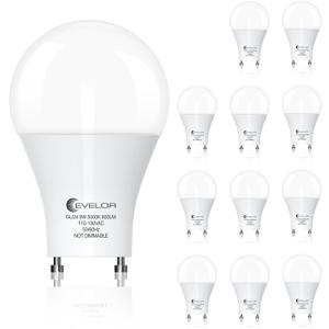 evelor GU24 LED Light Bulb,60 Watt Equivalent Daylight White 5000K,Non-Dimmable,Efficient 9W,800 Lumens Twist and Lock 2 Prong Light Bulbs,15000 Hours,Ideal for Kitchen,Living Room,Bedroom, 12-Packs