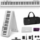 Finger Dance Folding Piano Keyboard 88 Keys, Portable Electric Keyboard with Bluetooth MIDI, Full Size Digital Piano, Wood Grain, Semi-Weighted, Touch Sensitive, with Storage Bag for Beginner