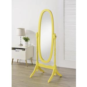 Roundhill Furniture Traditional Queen Anna Style Wood Floor Cheval Mirror, Yellow