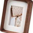 4x6 Picture Frame with 3x4 Mat - Rustic Farmhouse Walnut Wood Frame, Wall & Tabletop Display for Wedding Photos & Home Dcor (4x6,Walnut)