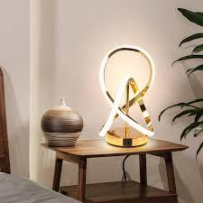 Modern LED Table Lamps, LED Spiral Table Lamp, 3 Color Dimmable Bedside Lamp, Touch Control Nightstand Lamp with USB/Type C for Bedroom, Small Gold Table Lamp for Home Decor Living Room Bedroom Office
