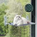 Glow in The Dark Cat Window Perch, Large Foldable Hammock Bed with 4 Strong Suction Cups and Warm Soft Zipper Removable Cushion for Indoor Cats (Stars)