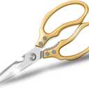 Kitchen Scissors, Heavy Duty Sharp Multifunction Dishwasher Safe,Kitchen Accessories Large Shears for Meat Chicken Fish Poultry Herb Bread (Golden)