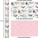 Yarcony Girl Baby Shower Wrapping Paper, Pink Kid Birthday Gift Wrapping Paper, Reversible Girly Ocean-Themed Whale Rainbow New Baby Gift Wrap for 1st Birthday, Children Celebration(17 Inch X 33 Feet)