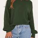 PRETTYGARDEN Womens Sweaters Spring Fashion 2026 Crew Neck Cable Knit Casual Loose Chunky Tunic Sweater Winter Clothing (L)