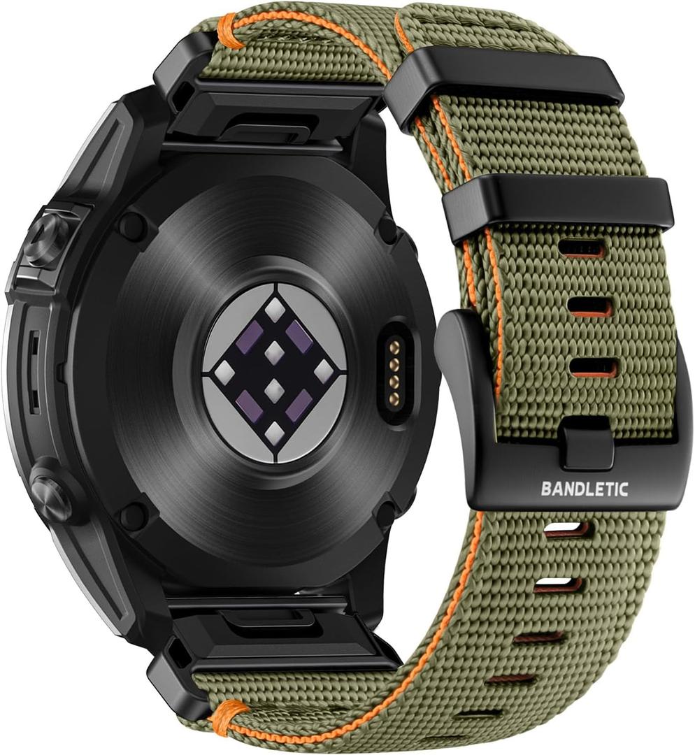 Bandletic Compatible with Garmin Fenix 8 47mm 7 6 Watch Band - 22mm Quick Fit Rugged Nylon Replacement Band for Fenix 7 6 Pro/5 Plus/Instinct 2 3 45mm/Forerunner 970 965 955/Approach S70 S62/Epix Pro