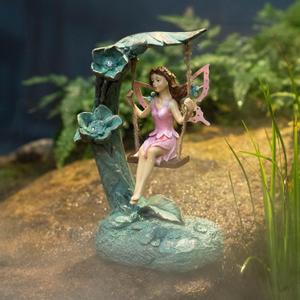 Garden Flower Fairy Outdoor Statue Decor Funny Swing Fairy Ornaments Figurines for Patio Lawn Yard Porch Outside Garden Gifts,9.05 Inches Tall