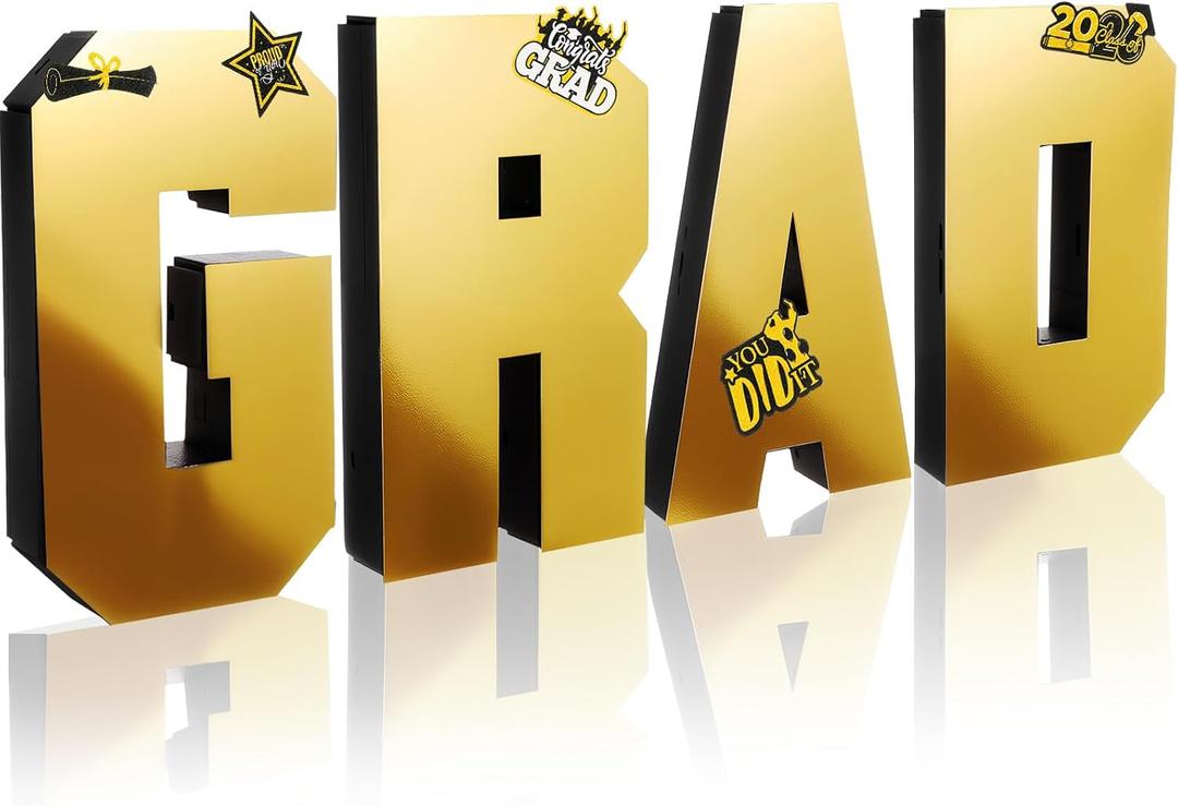 AmazingSpark Grad Fillable Charcuterie Boards Grad Cardboard Letter Board Box 2026 Serving Paper Tray for Graduation Centerpieces Table Party Decorations Supplies(Gold)