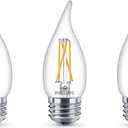 PHILIPS LED 60W BA11 E26 Base 3-Pack Ultra Definition Soft White (2700K) 500 Lumen (5W=60W) Dimmable Clear Flicker Free Candelabra Light Bulbs