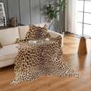 Leopard Rug,Luxury Faux Fur Leopard Print Area Rug,Animal Print Carpet Home Decor for Living Room Bedroom Large Carpet Non-Slip Brown Leopard-4.8 * 6.8FT57 * 80inch