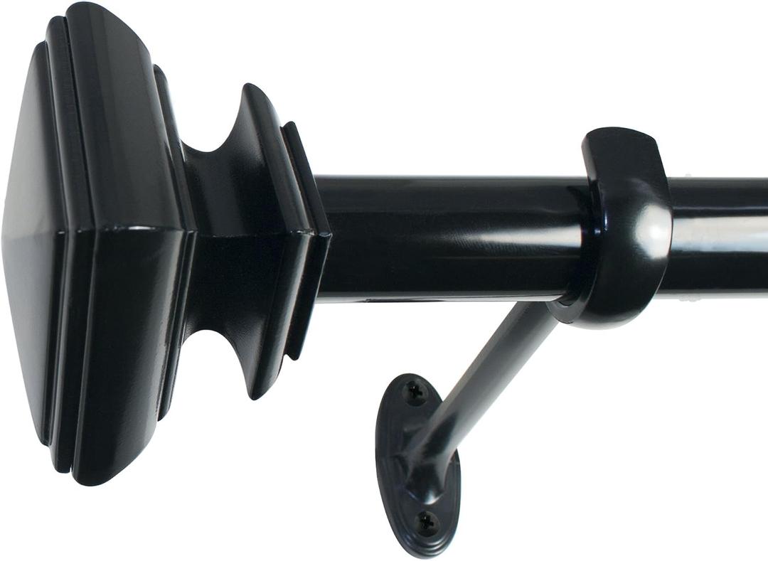 Decopolitan 7/8-Inch Square Curtain Rod Set, 18 to 36-Inch, Black Espresso