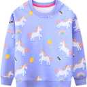 Toddler Girl Cotton Long Sleeve Sweatshirt Christmas Clothing 2-9Y (8-9 Years, #Lavender Unicorn)