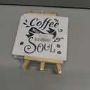 3 x Coffee Table Decor, Bar Decoration Cafe Station Kitchen Home Decor Wooden Sign, Coffee Lover Gifts for Women Men, Warms The Soul