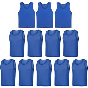 12 Pack Scrimmage Vest/Team Training Jerseys/Sports Pinnies/Practice Jerseys/Soccer Bibs with Carry Bag (Large, Dark Blue) 12 Pack Scrimmage Vest/Team Training Jerseys/Sports Pinnies/Practice Jerseys/Soccer Bibs with Carry Bag (Large, Dark Blue)