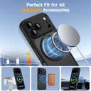 Magnetic for iPhone 17 Pro Max Case 2 x Screen Protector Compatible with MagSafe Translucent Matte Military Grade 17 FT Drop Shockproof Full Camera Protection 360 Spin Stand Phone Cover Black