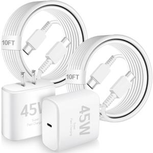 Super Fast Samsung Charger,45W Samsung Charger Fast Charging,2Pack Super Quick USB C Android Phone Charger 10FT Long Type C Charging Cord for SamsungGalaxy S26 Ultra/S26+/S25+/S24/S23 FE/S22+/S21/S20