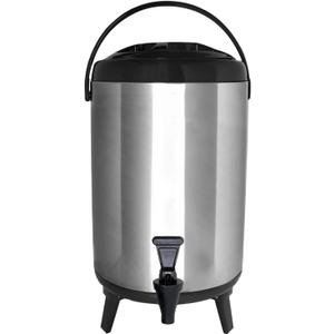 Stainless Steel Insulated Beverage Dispenser  Insulated Thermal Hot and Cold Coffee Carafe  12 Liter Drink Dispenser with Spigot for Hot Water, Tea & Coffee, Cold Milk, Juice & More BLACK