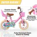 Glerc Maggie Girls Bike, 12-20 Inch Kids Bike for 2-13 Years Old Children, Princess Style Kids Bicycle with Doll-Seat & Basket & Training Wheels, Multiple Colors