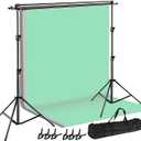 SLOW DOLPHIN Photo Video Studio Triple Crossbar 10 (W) x 8.5 (H) ft Adjustable Photography Backdrop Background Support Stands, with Mounting Bracket and 6 Pcs Spring Clamp, Carry Bag