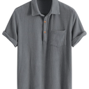 ZAFUL Men's Casual Button-Down Shirts Short Sleeve Striped Dress Shirts Button Down Tops L