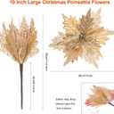 10'' Large Christmas Glitter Poinsettia Flowers Decorations, stadeco 10 Pcs Christmas Tree Picks Ornaments Artificial Flowers with Long Stems for Xmas Tree Wreath Garland Party DIY Holiday Decor