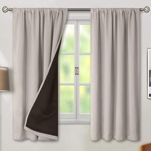 BGment Camel Blackout Curtains for Bedroom 63 Inch Length 2 Panels Set, Thermal Insulated Full Room Darkening Noise Canceling Living Room Curtains with Rod Pocket, Each Panel 52 Inch Wide, Cashmere