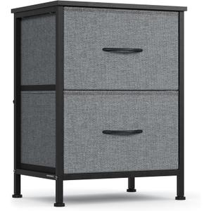 SONGMICS BELLAH Collection - Dresser for Bedroom, Chest of Drawers, Nightstand, 2 Drawers, Storage Organizer Unit, Closet, Entryway, Modern, Slate Gray ULGS312GN02S