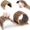 PINVNBY Hamster Suspension Bridge Ladder Rodents Natural Wooden Arch Bendable Bridge Chew Toy Long Climbing Ladder for Hamster Guinea Chipmunk Pig and Other Small Animals (2 Kinds Length)