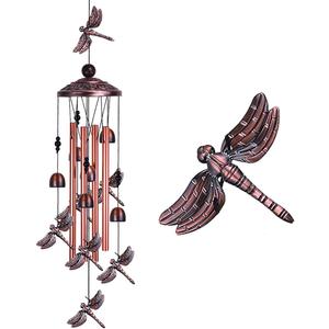 Dragonfly Wind Chimes Outdoor Decor - With 4 Tubes 6 Bells 7 Dragonflies 36" Waterproof Mobile Romantic Wind Catcher Dragonfly Windchimes for Home, Xmas Mom Gifts, Festival, Balcony, Garden Decoration