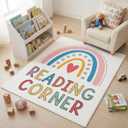 Dunzy 47"x39" Rainbow Reading Corner Rug for Classroom Back to School Mat