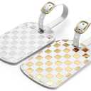 Luggage Tags for Suitcases 2 Pack Pu Leather Luggage Tag Airplane Travel Essentials for Women and Men, Bag Tags Travel Accessories Essential