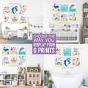 Hadley Designs 6 Ocean Wall Decor - Beach Room Decor for Toddlers, Seahorse and Whale Pictures Wall Decors for Kids, Reversible Unframed Ocean Art for Kids Bedroom, Made in USA