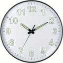 Luminous Wall Clock, 11.8 Inch Modern Design, Glow in Dark Numbers, Black Frame