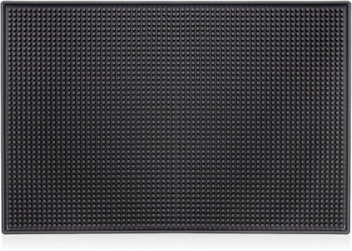 OMYOPY Rubber Bar Service Mat for Countertop 18 x 12 Inch, Non Slip Black Dish Drying Spill Matting for Bars, Restaurants, Coffee Shops