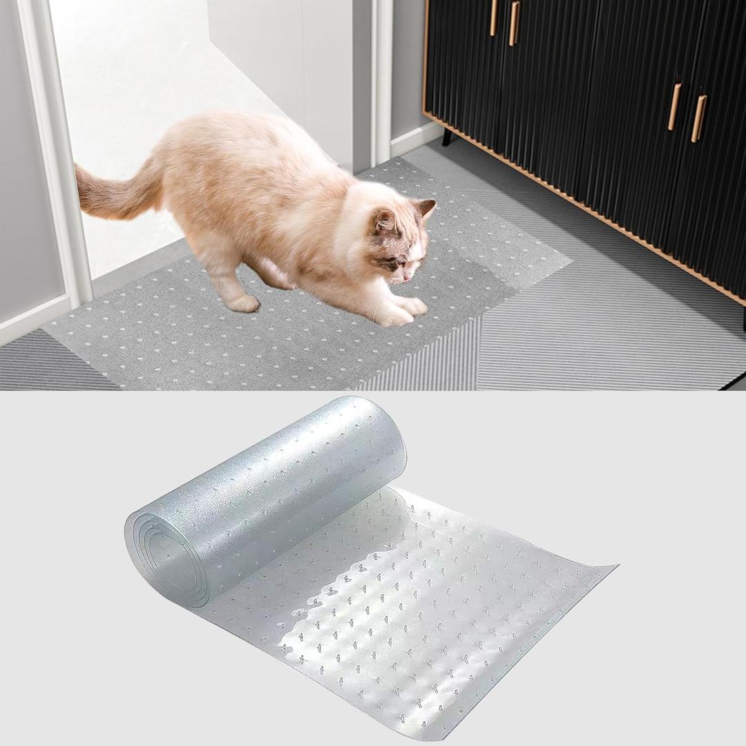 2 Pcs of 3.6FTCarpet Protector for Pets-Cat Carpet Protector for Doorway, DIY Anti-Slip Anti Scratch Under Door Cat Scratch Protector Mat,Easy to Cut Clear PVC Carpet Scratch Stopper