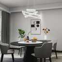 Modern Crystal Chandelier LED Ceiling Light, Square 3-Ring Height Adjustable 47W K9 Crystal Pendant for Dining Room, Living Room, Bedroom, Foyer, Cool White 6000K, 234