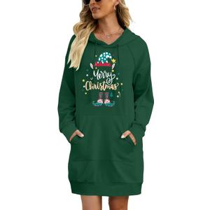 MYHALF Christmas Sweatshirt Women Xmas Tree Hoodies Funny Christmas Long Sleeve Dress Shirt Holiday Sweater Tops with Pockets (Green, XL)