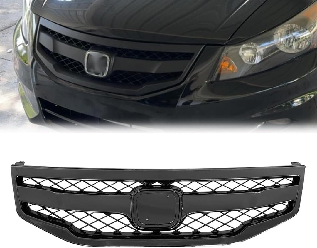 JDM Sport Style Front Bumper Mesh Grill For 2011-12 Honda Accord 4DR Sedan Gloss Black Grill
